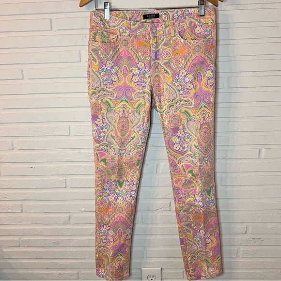 Chaps Pastel Paisley Slimming Fit Cotton Stretch Jeans, Women’s Size 4 - Picture 1 of 9